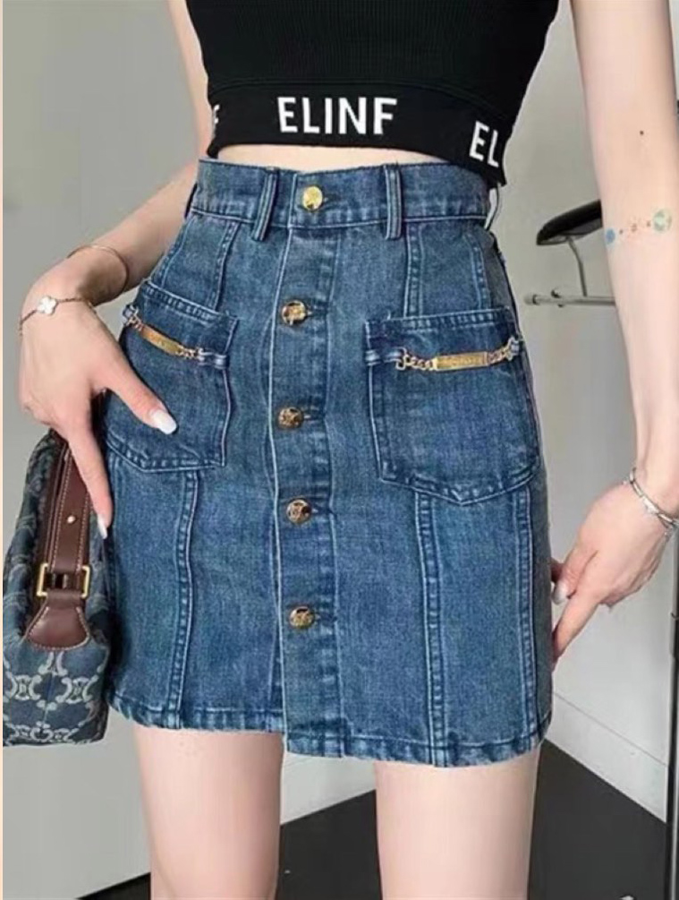 CELINE思琳凯旋门牛仔半裙