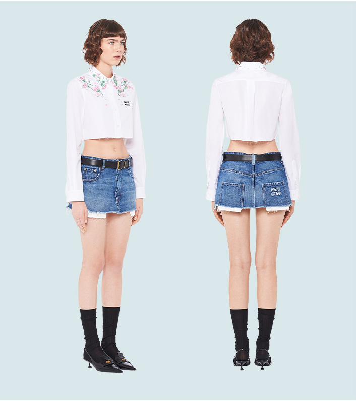 MIUMIU毛边牛仔半裙