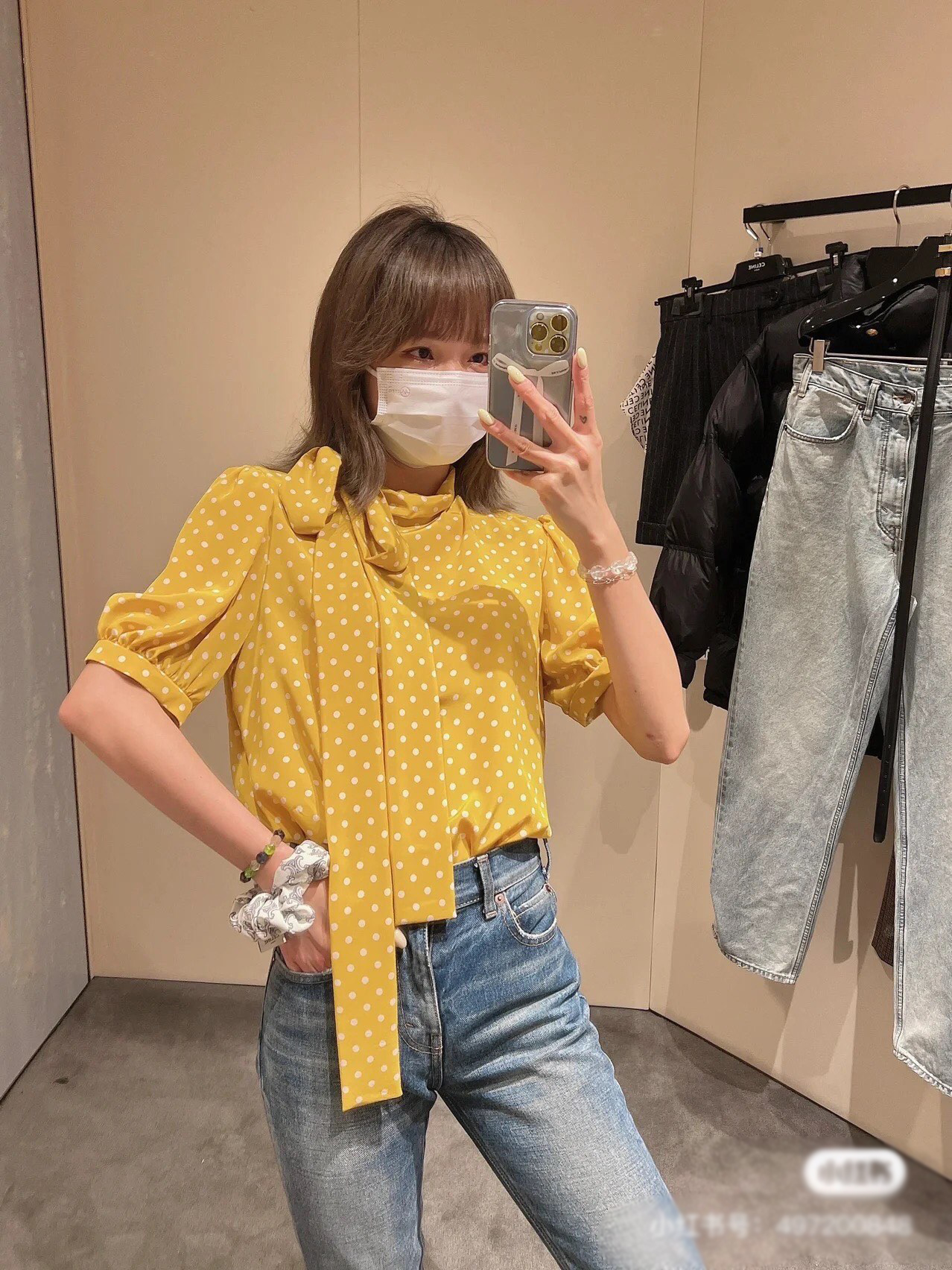 celine飘带波点真丝衬衫
