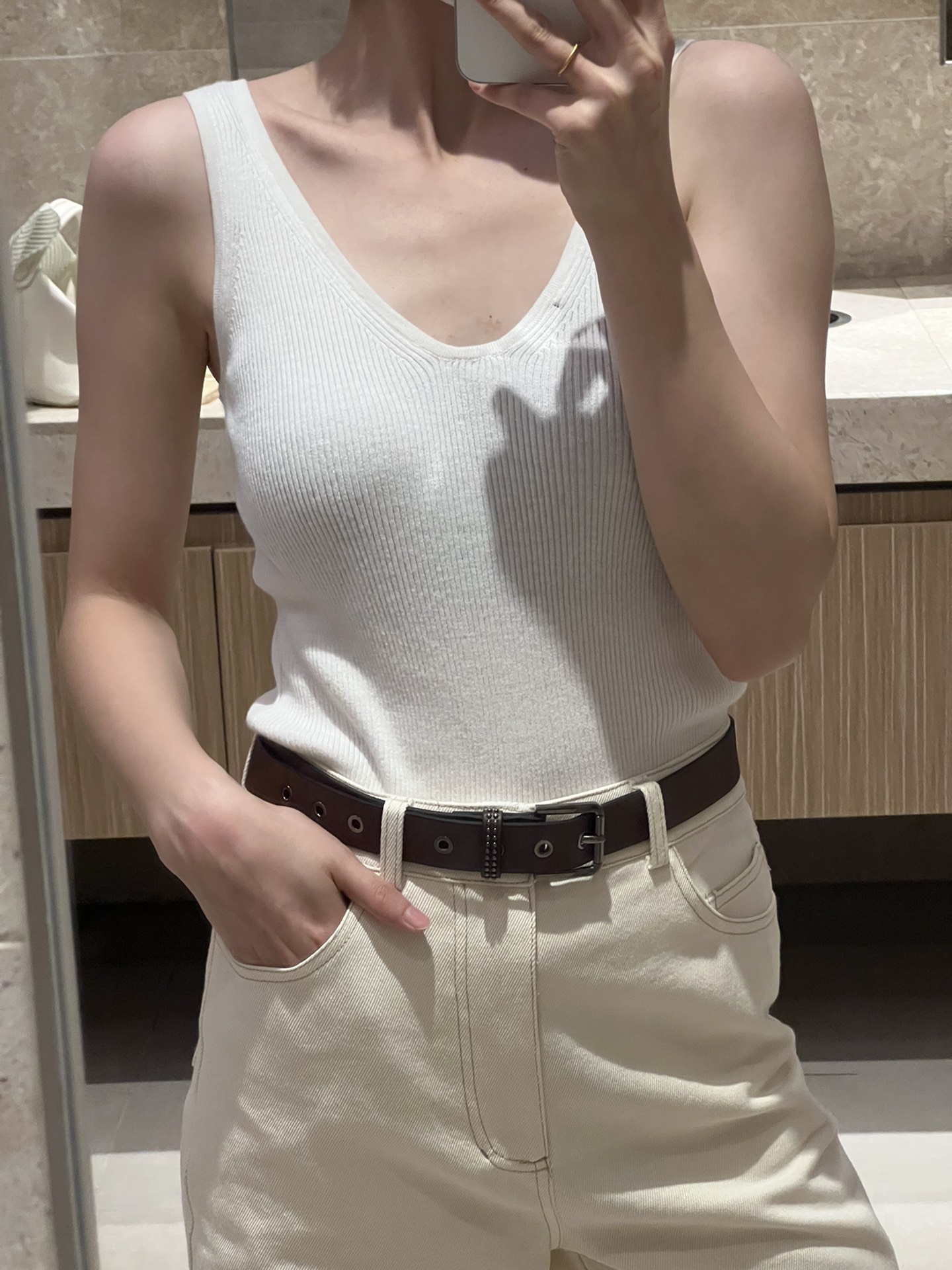 MAXMARA U领针织背心