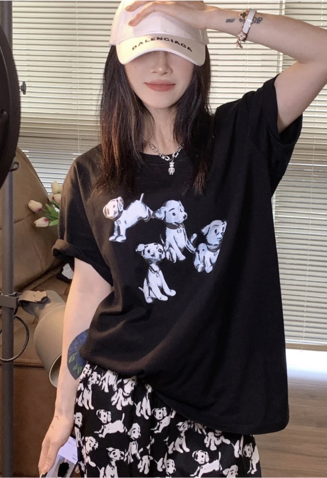 CELINE狗狗印花T恤